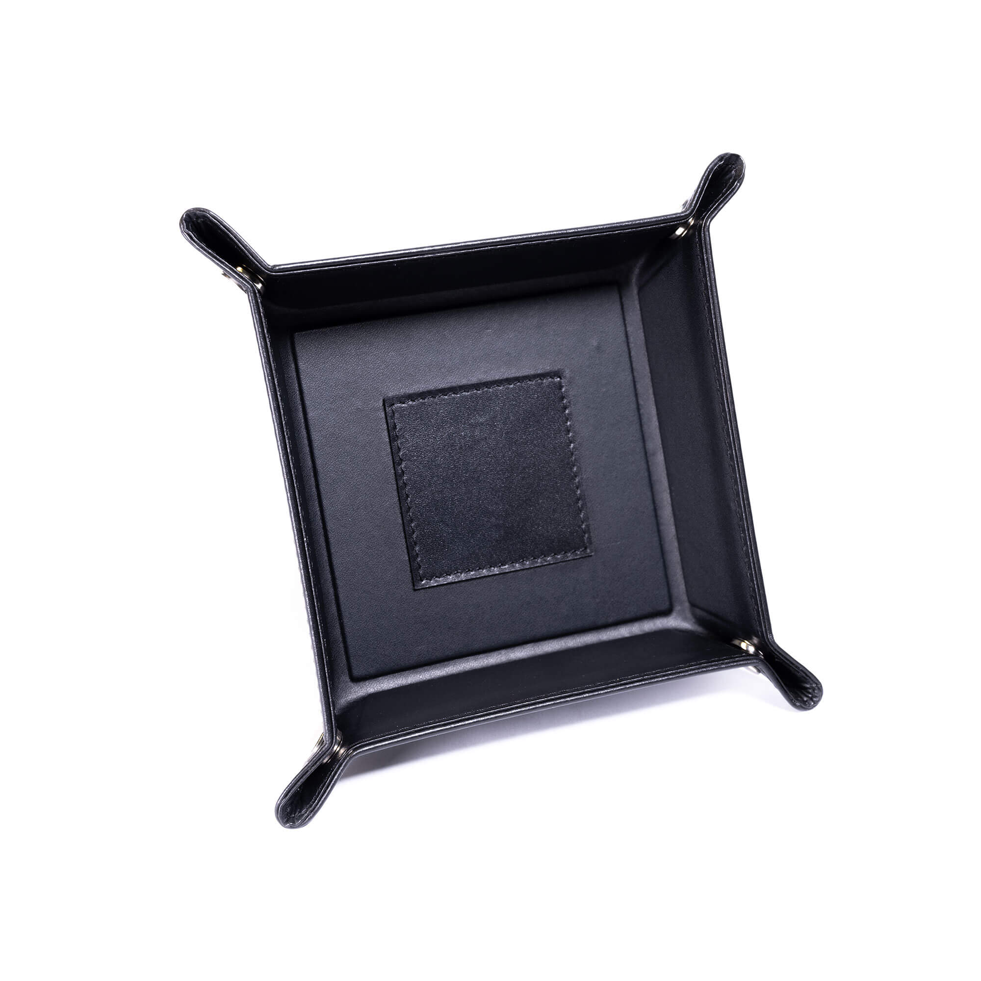 Black Leather Travel Change Valet Tray