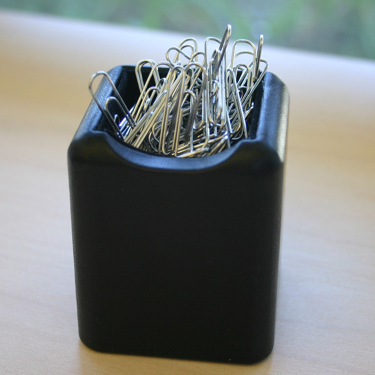Classic Black Leather Paper Clip Holder
