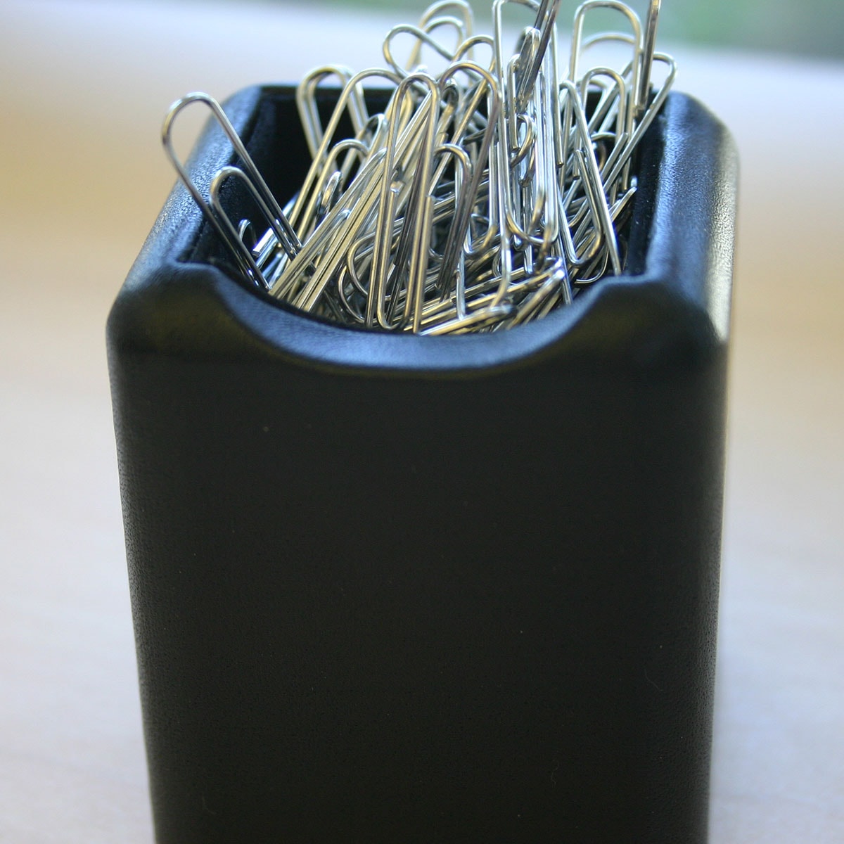 Classic Black Leather Paper Clip Holder