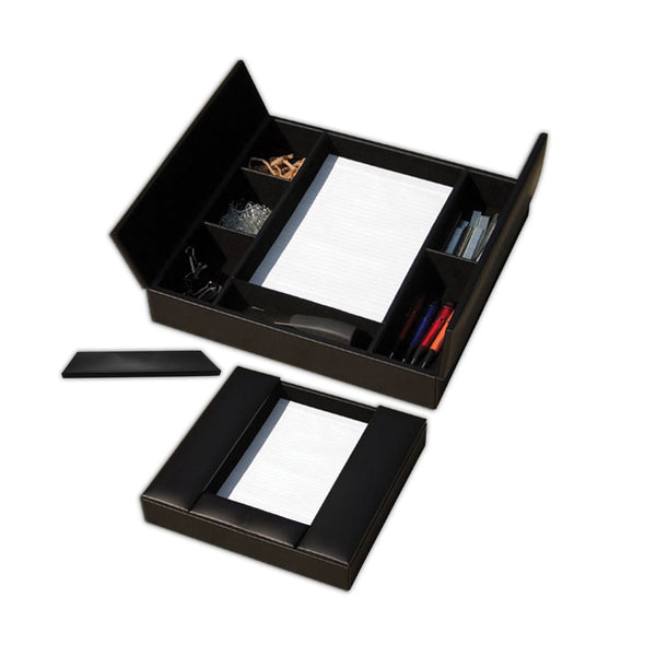 Black Leather Enhanced Conference Room Organizer