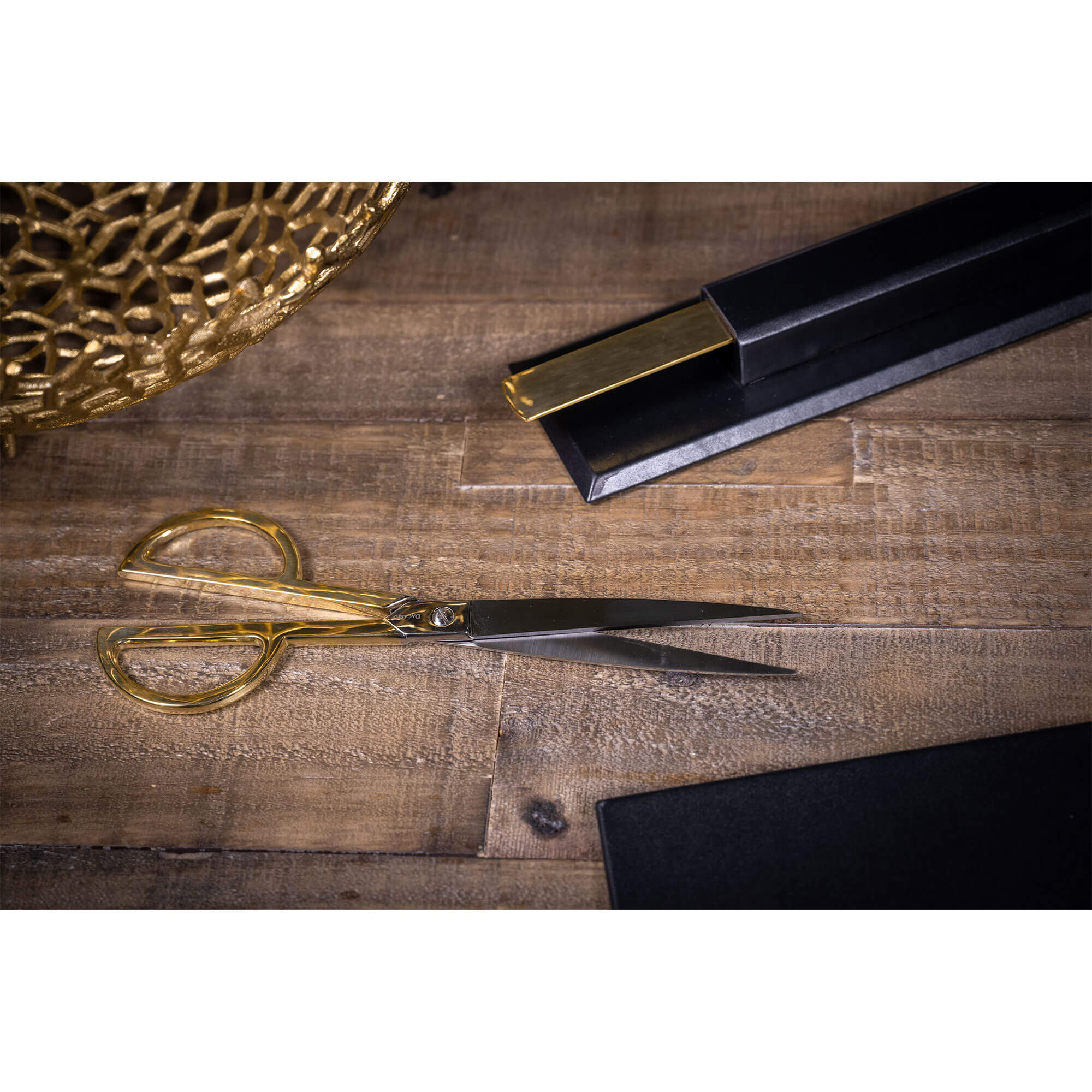 Classic Black Leather Library Set - Gold Hardware