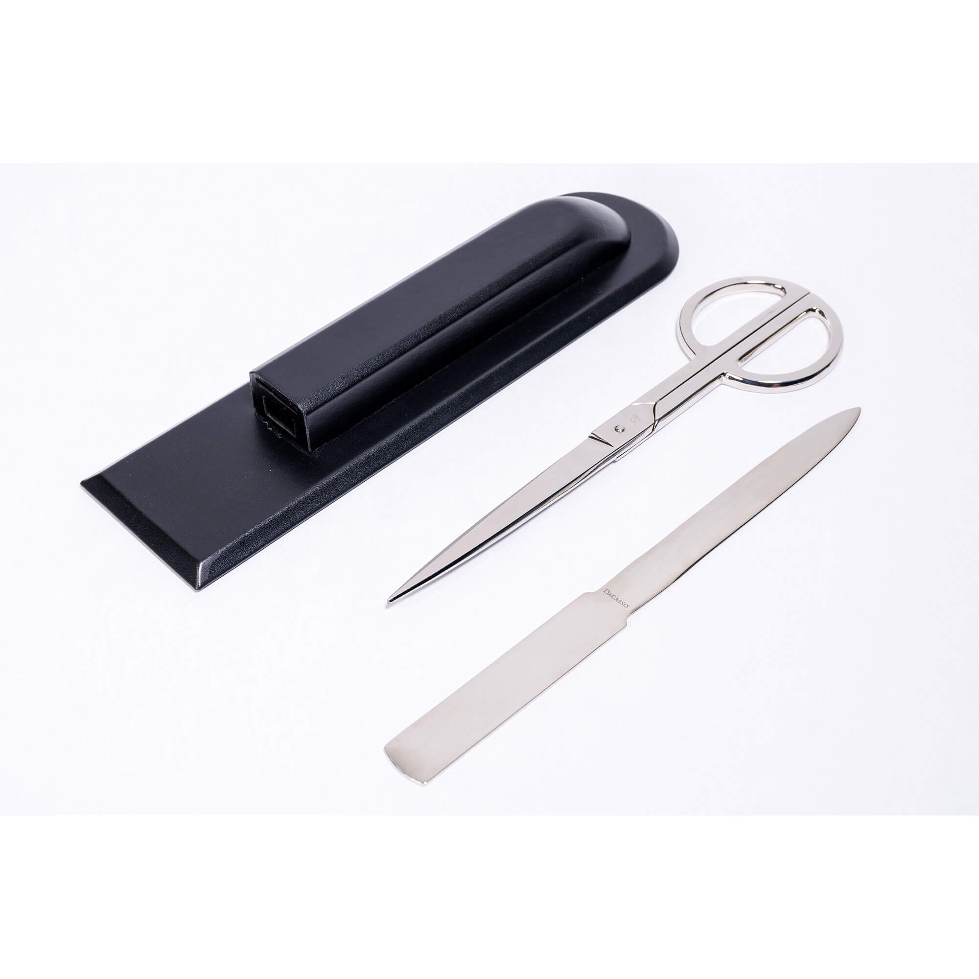 Classic Black Leather Library Set - Silver Hardware