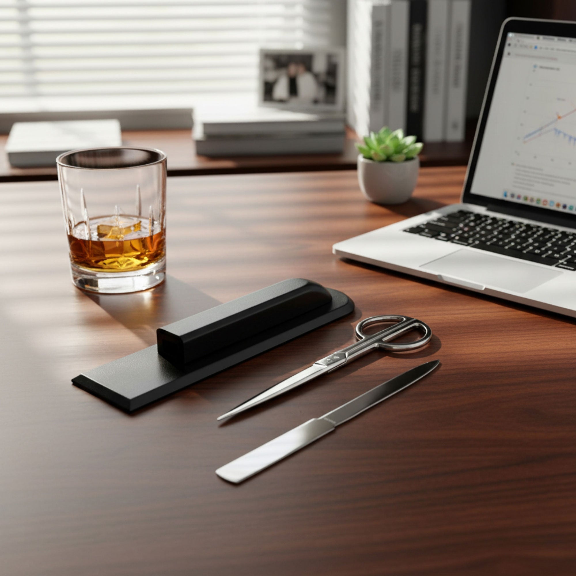 Classic Black Leather Library Set - Silver Hardware