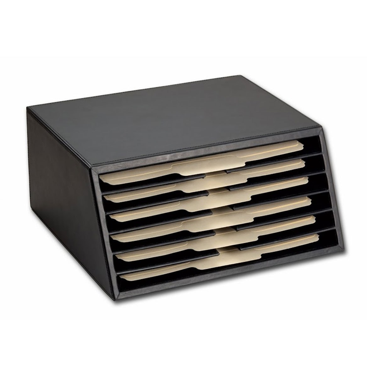 Classic Black Leather Vertical Letter Sorter