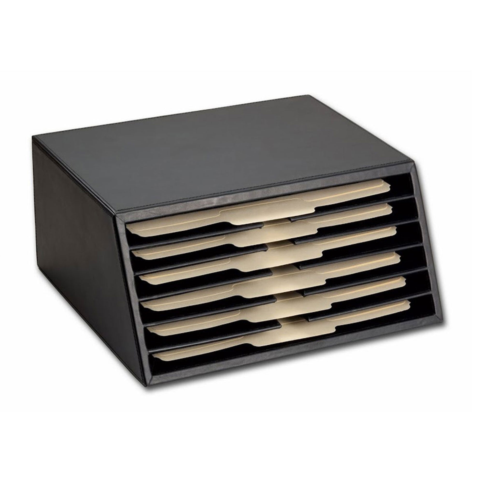 Classic Black Leather Vertical Letter Sorter