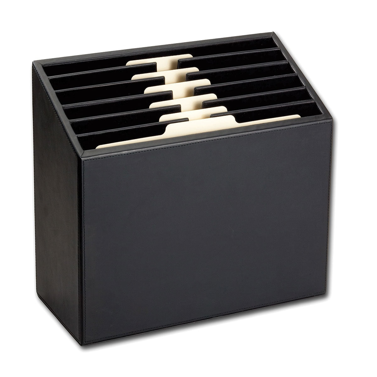 Classic Black Leather Vertical Letter Sorter