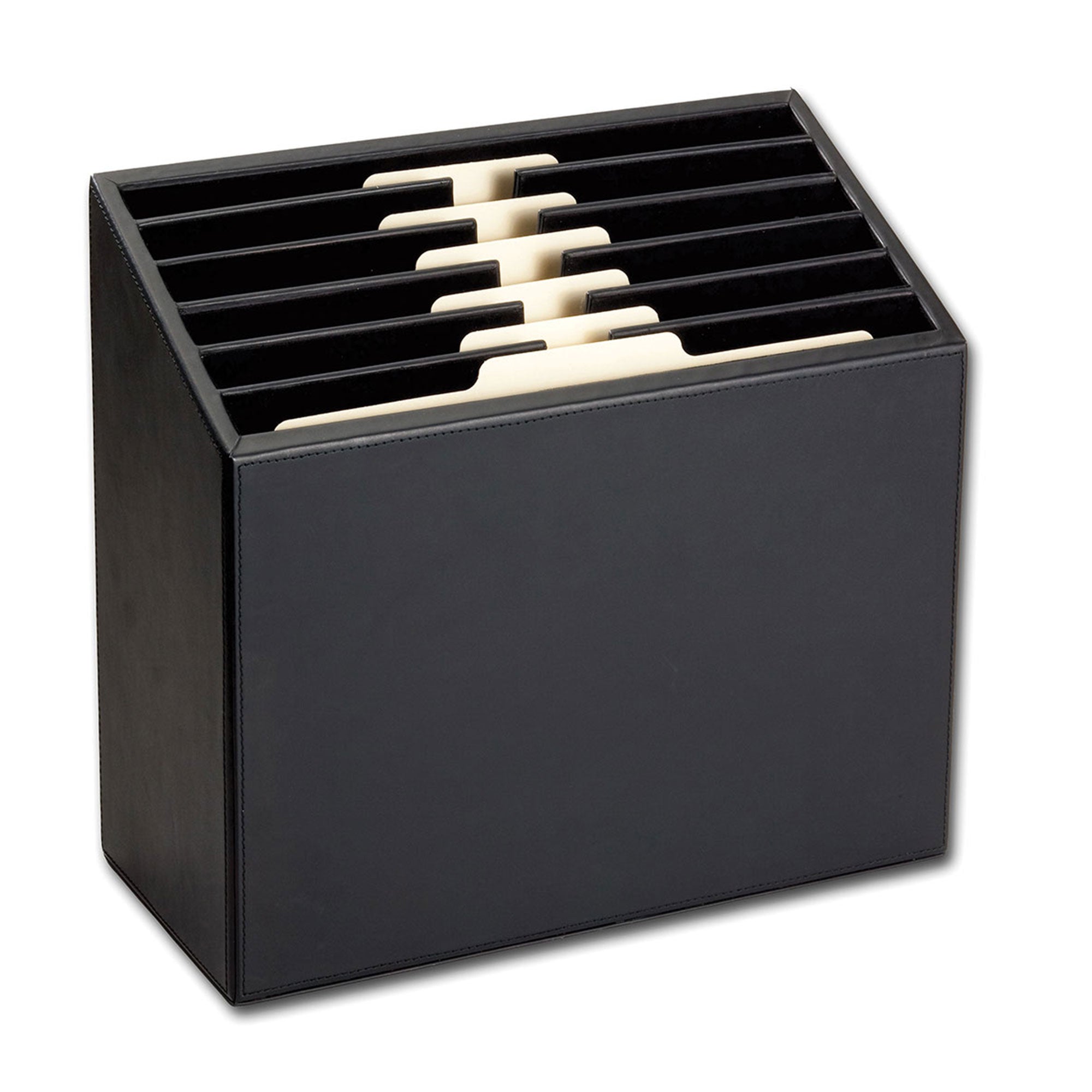 Classic Black Leather Vertical Letter Sorter