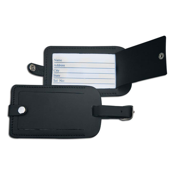 Classic Black Leather Luggage Tag