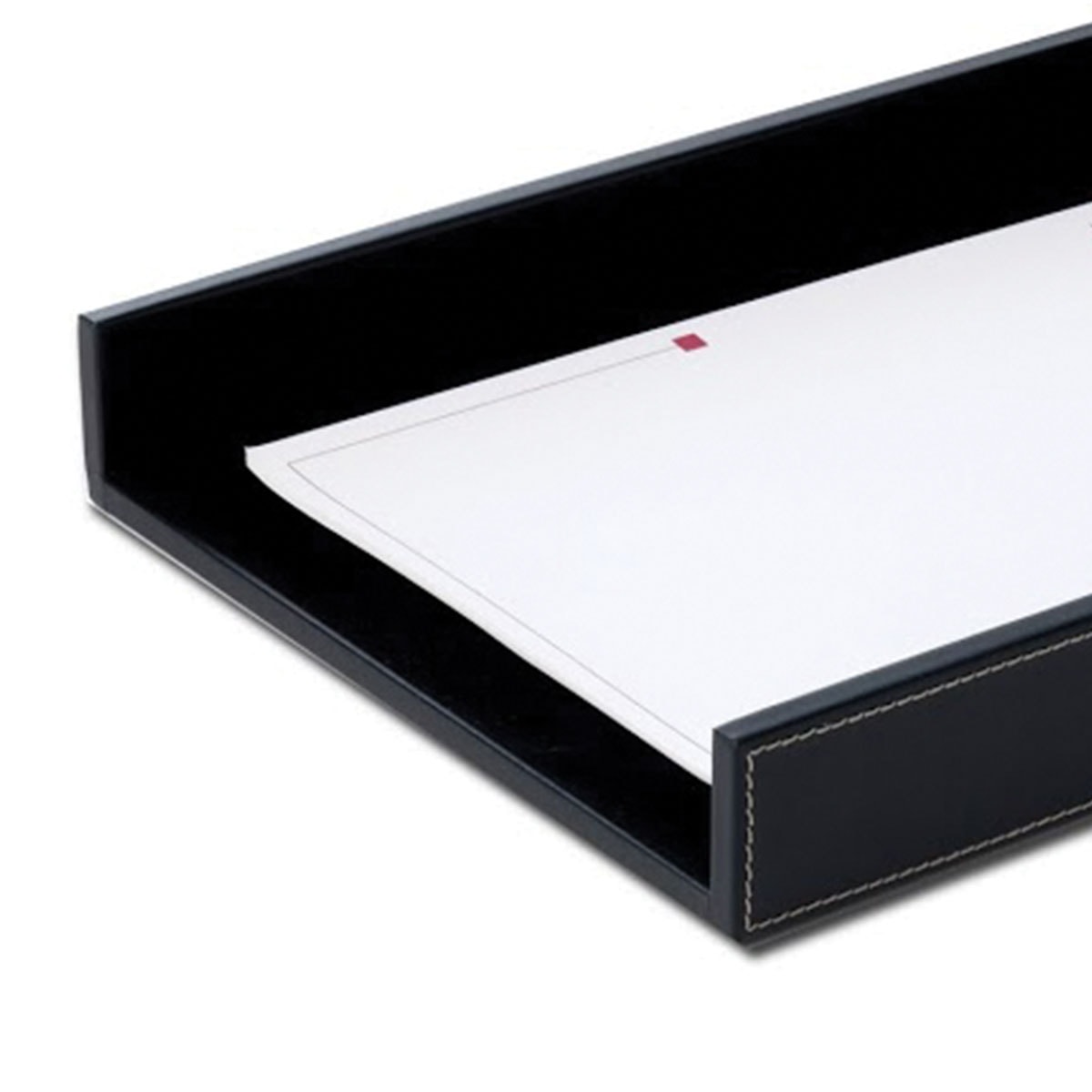 Rustic Black Leather Letter Tray