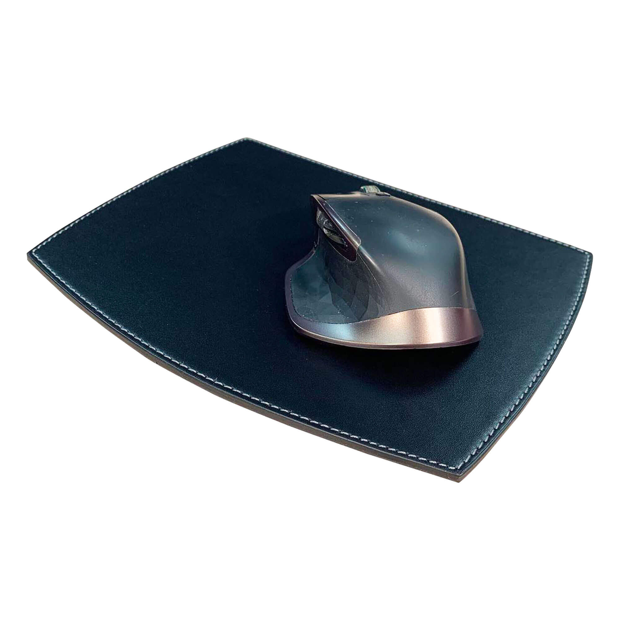Rustic Black Leather Mouse Pad