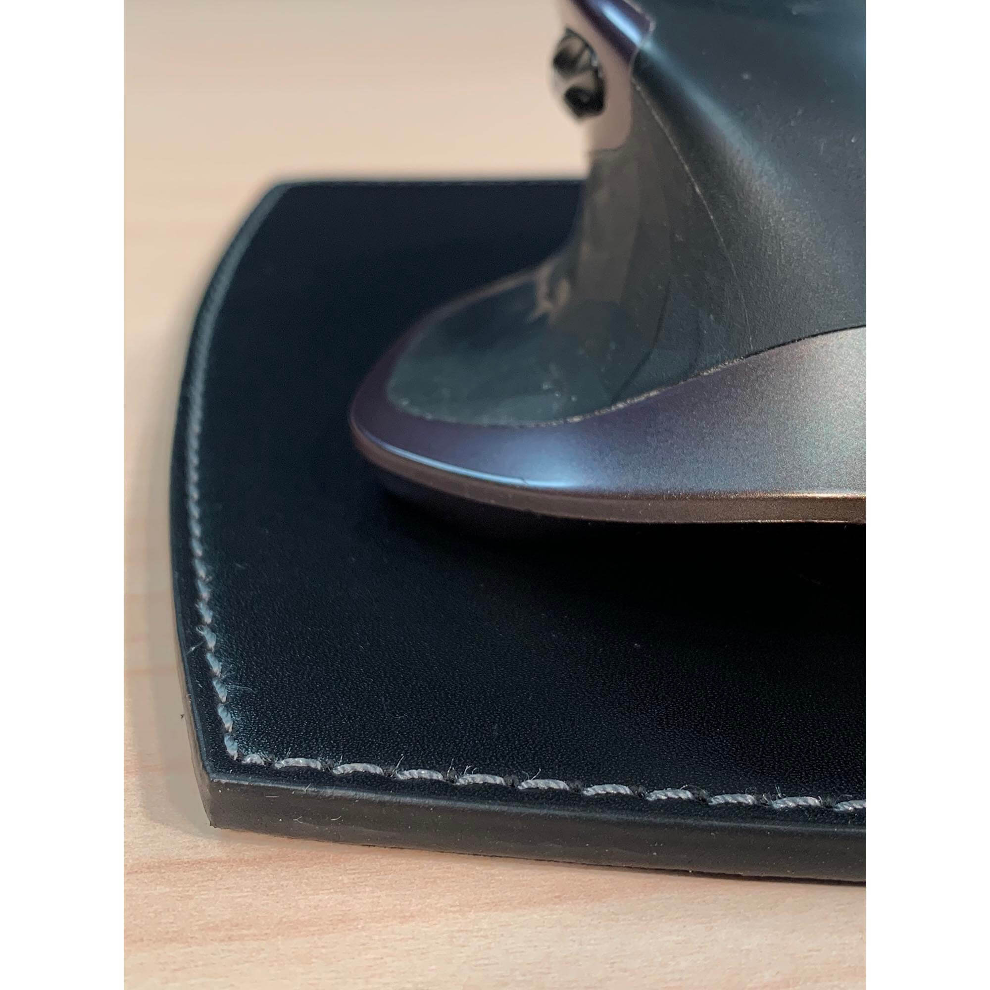 Rustic Black Leather Mouse Pad
