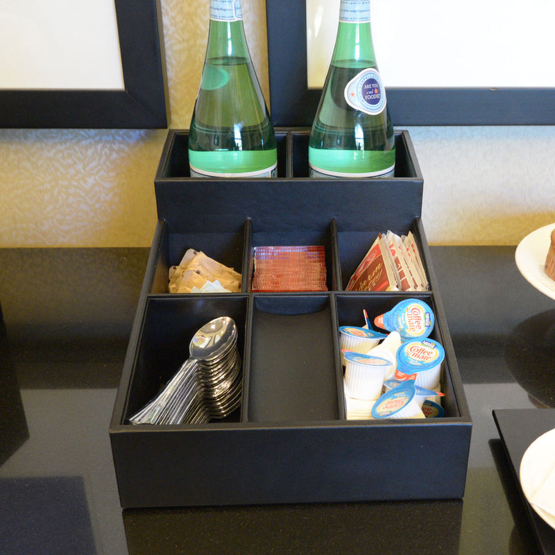 Black Leatherette Coffee Condiment Organizer