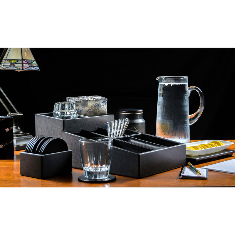 Black Leatherette Coffee Condiment Organizer