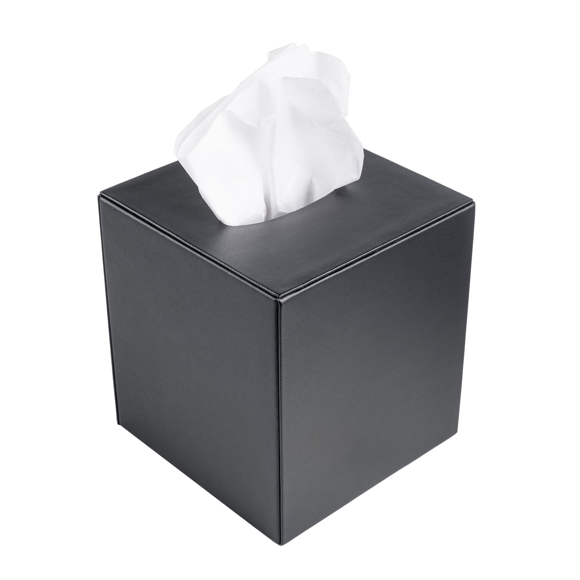 Black Leatherette Tissue Box Cover
