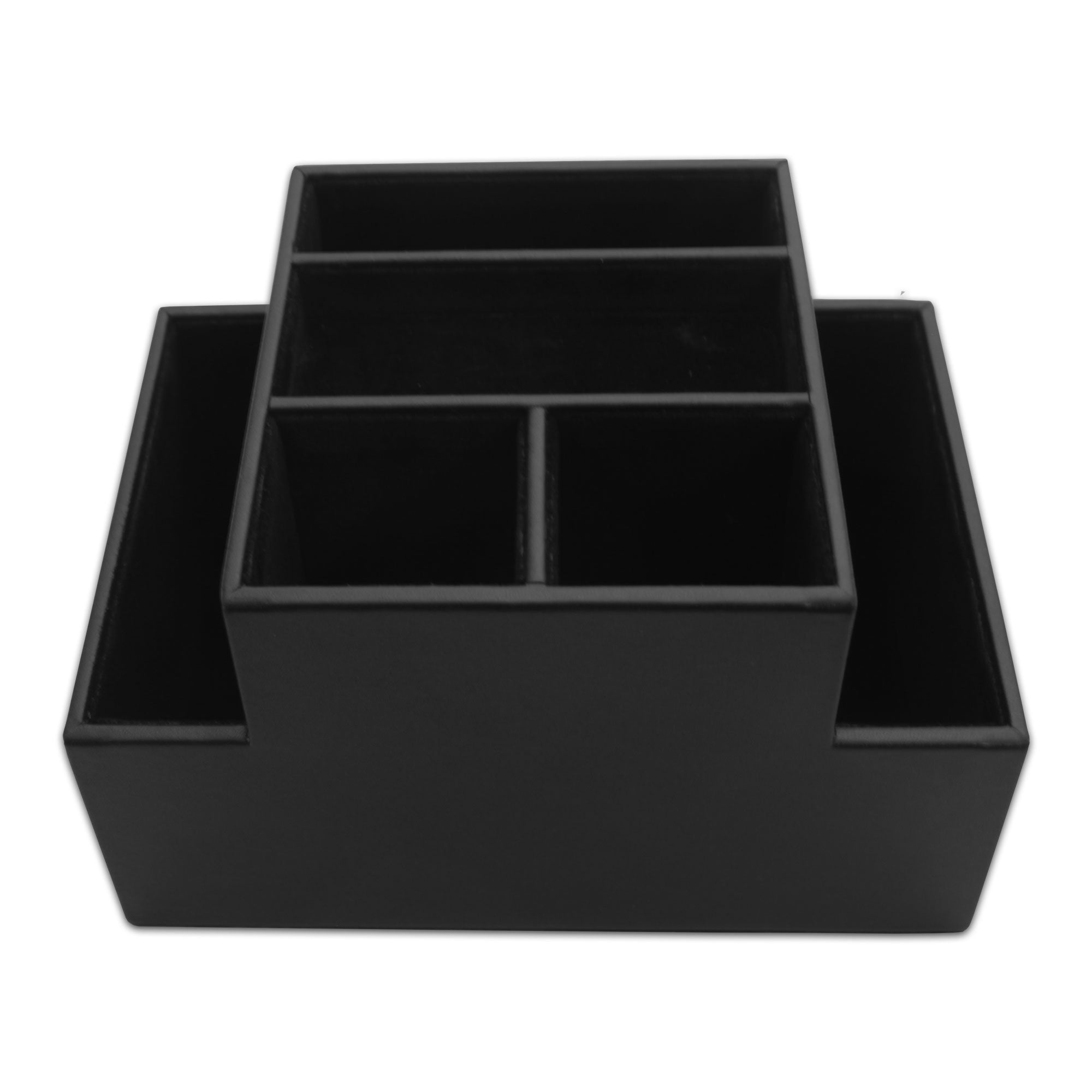 Black Leatherette Multi-Purpose Desk Supply Organizer