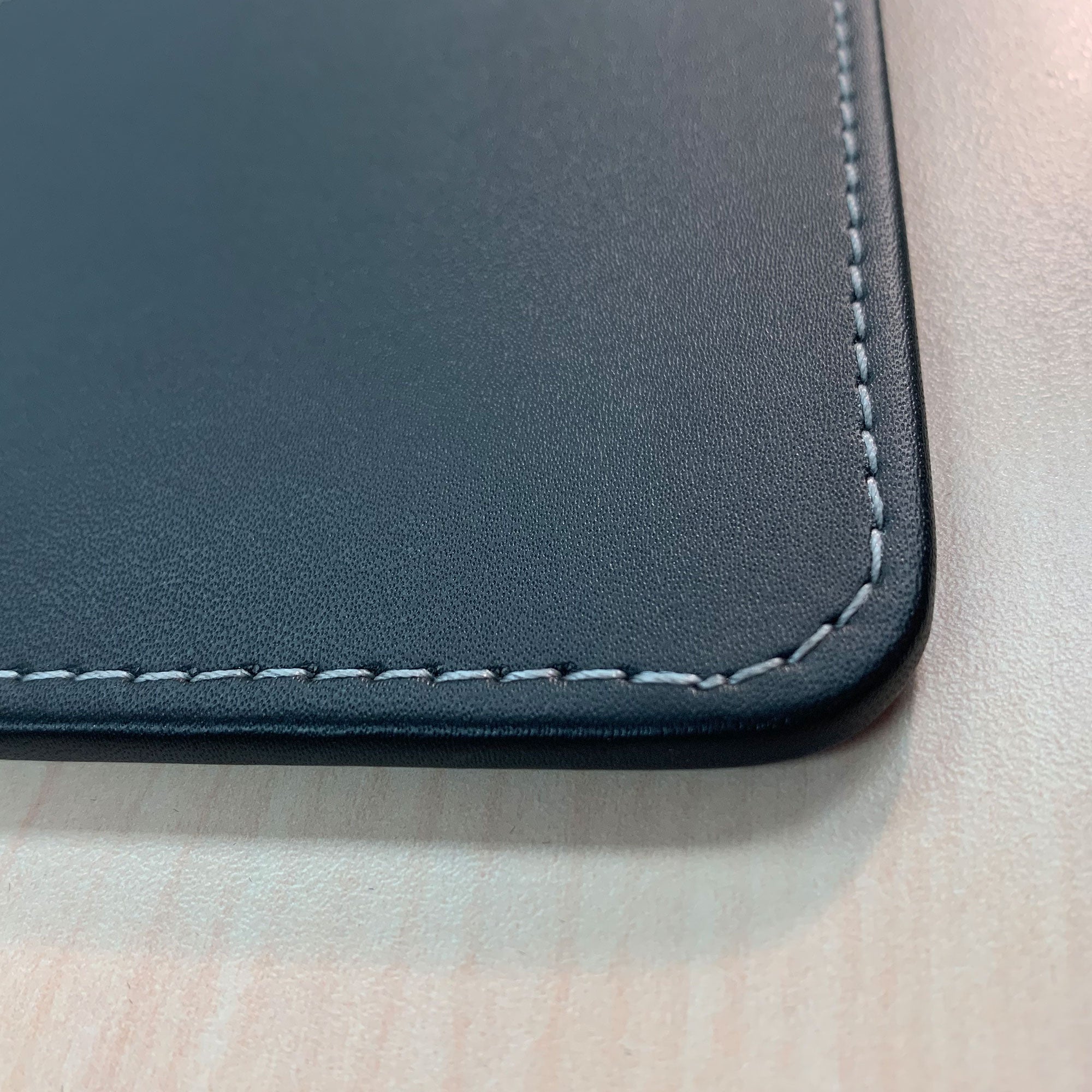 Black Leatherette Square Coaster w/ White Stitching