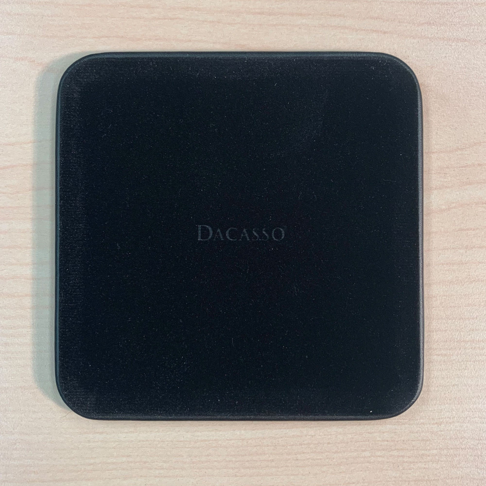 Black Leatherette Square Coaster w/ White Stitching