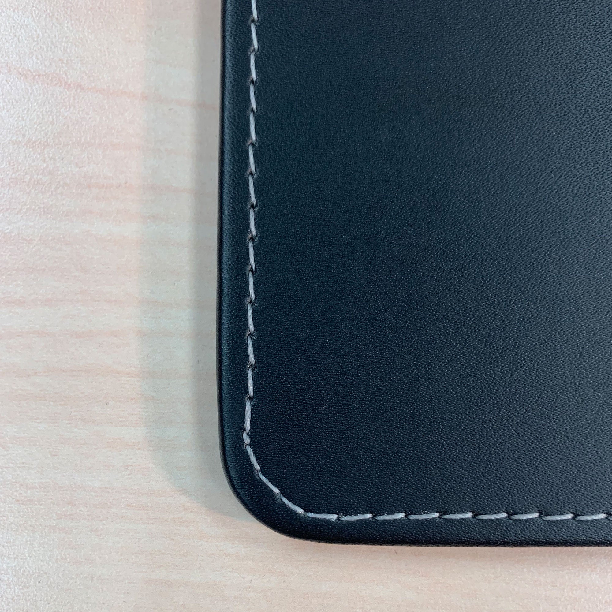 Black Leatherette Square Coaster w/ White Stitching