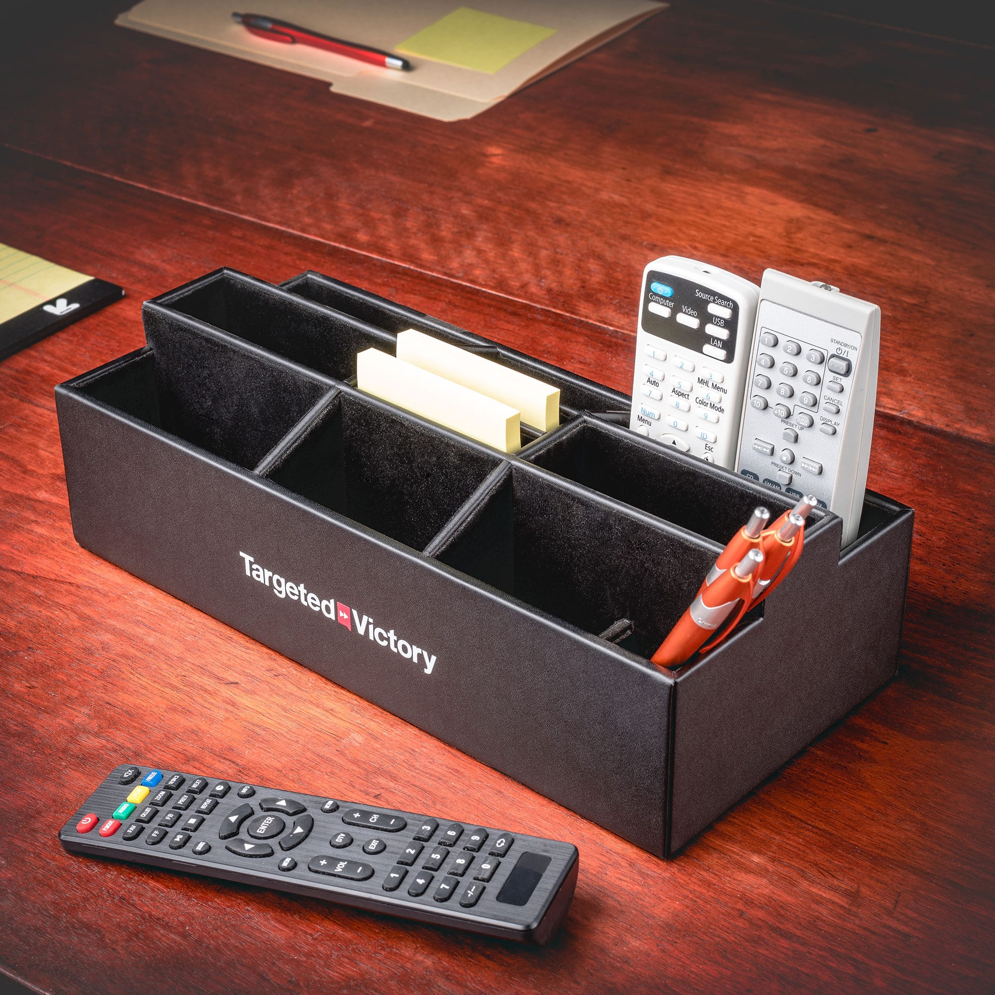 Black Leatherette Remote Control Organizer