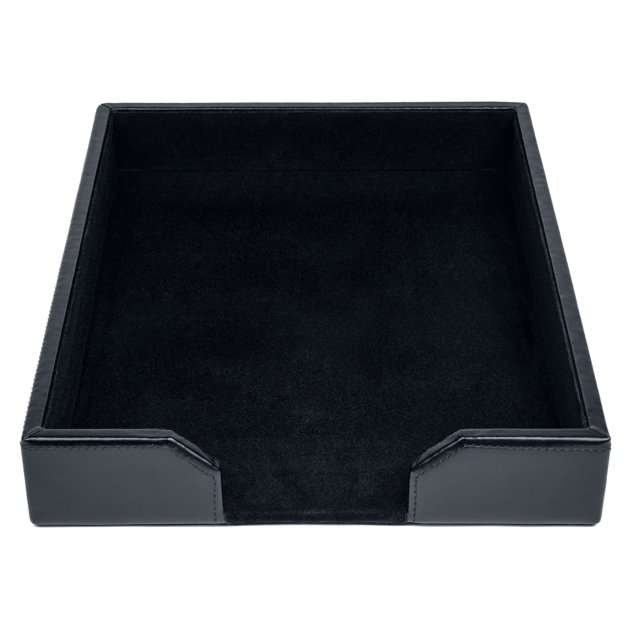 Black Bonded Leather Letter Tray