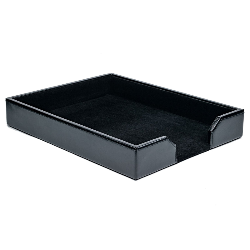 Black Bonded Leather Letter Tray