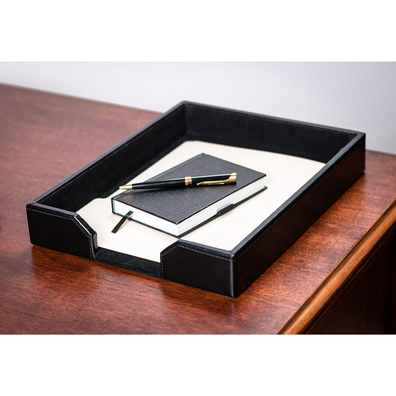 Black Bonded Leather Letter Tray