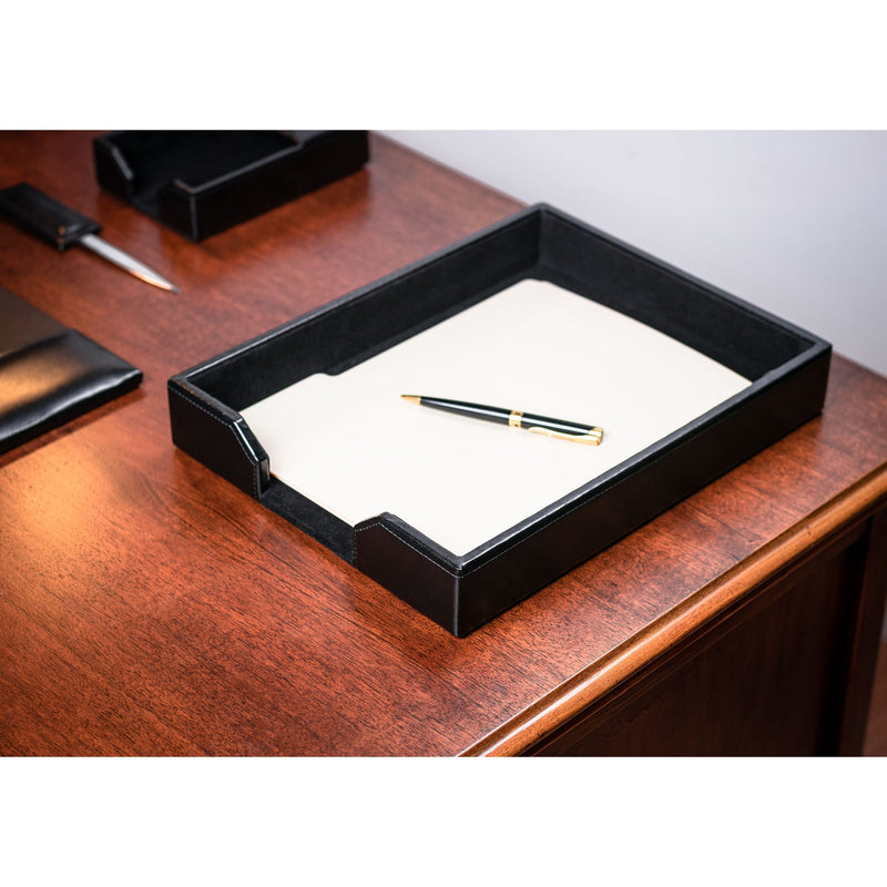 Black Bonded Leather Letter Tray