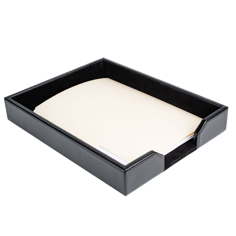 Black Bonded Leather Letter Tray