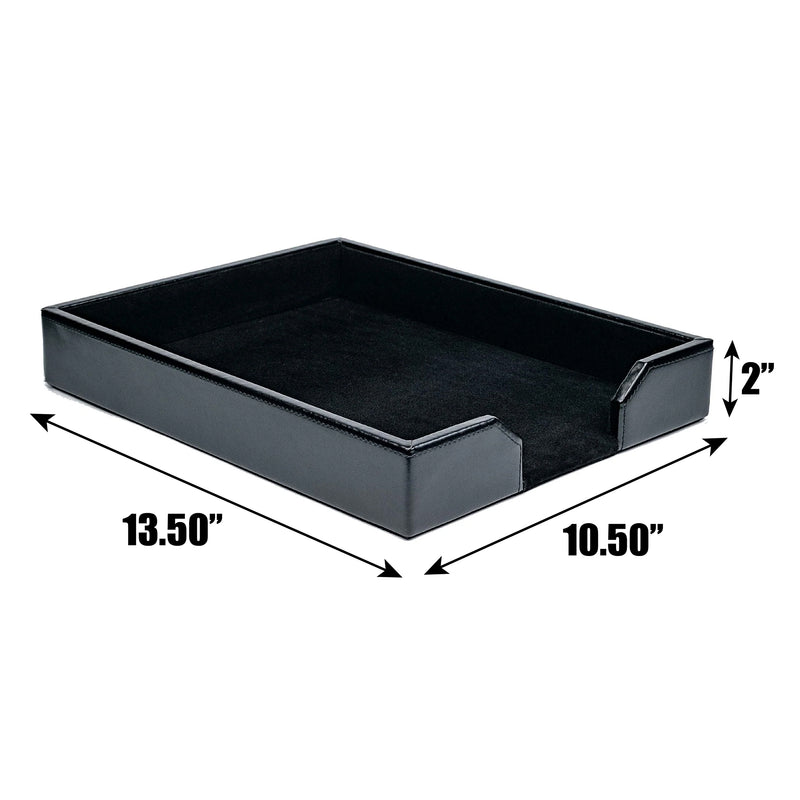 Black Bonded Leather Letter Tray