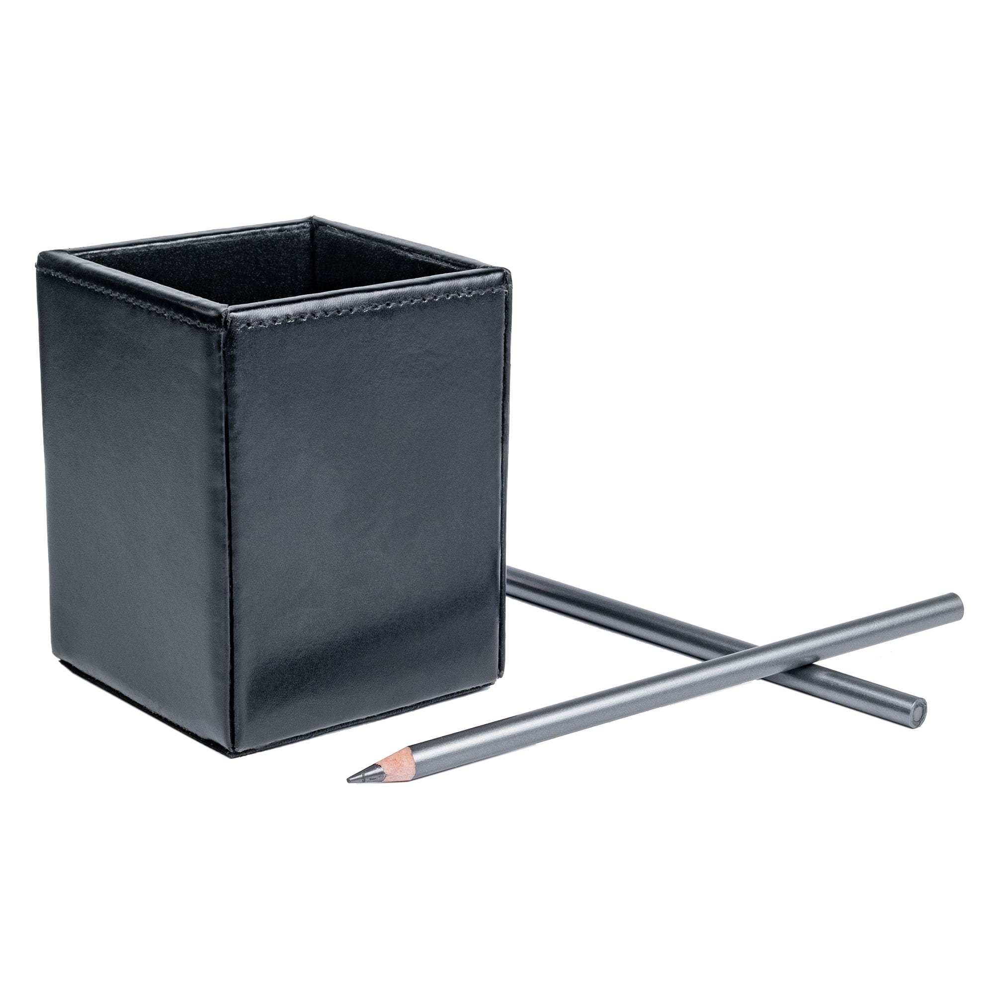 Black Bonded Leather Pencil Cup