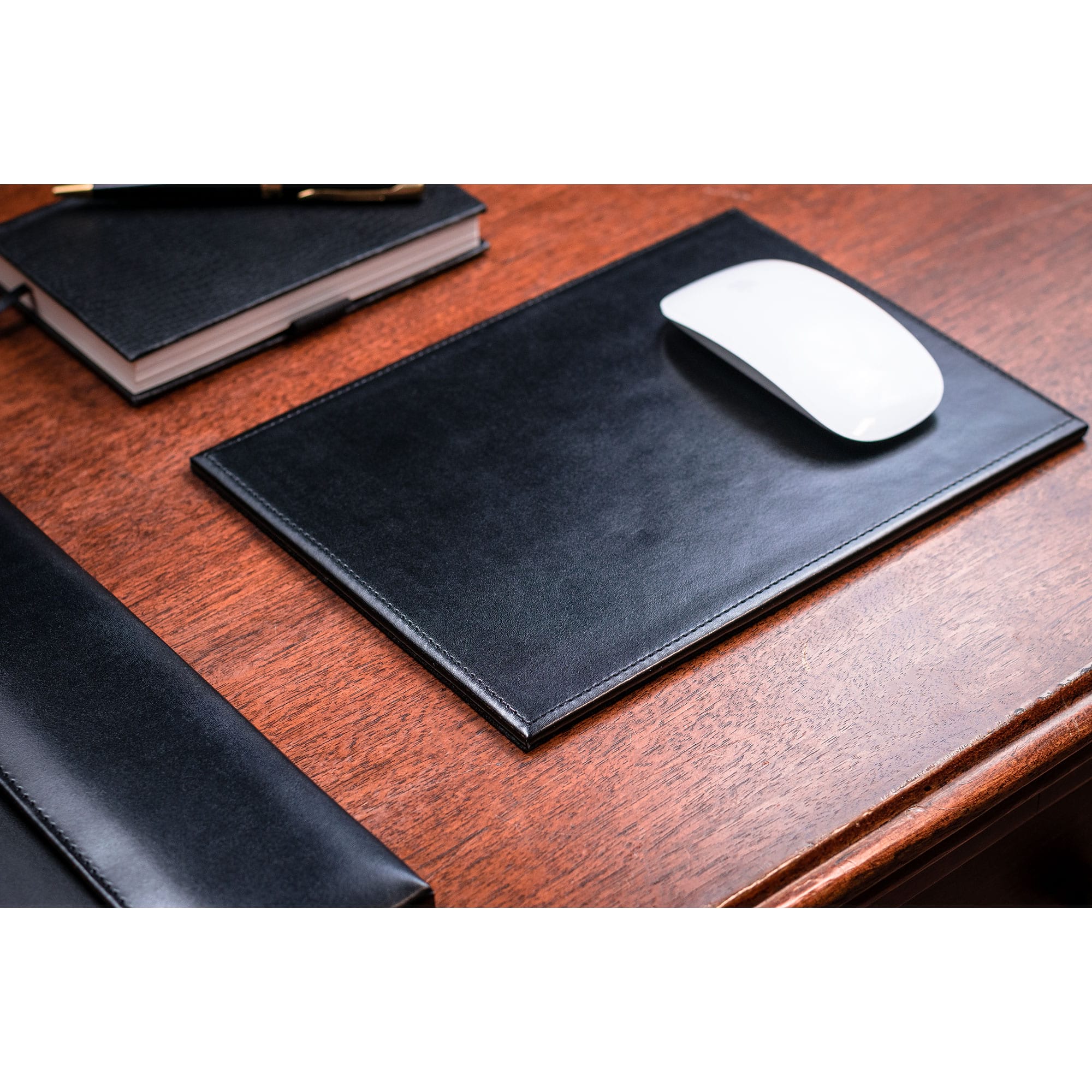 Black Bonded Rectangular Leather Mouse Pad