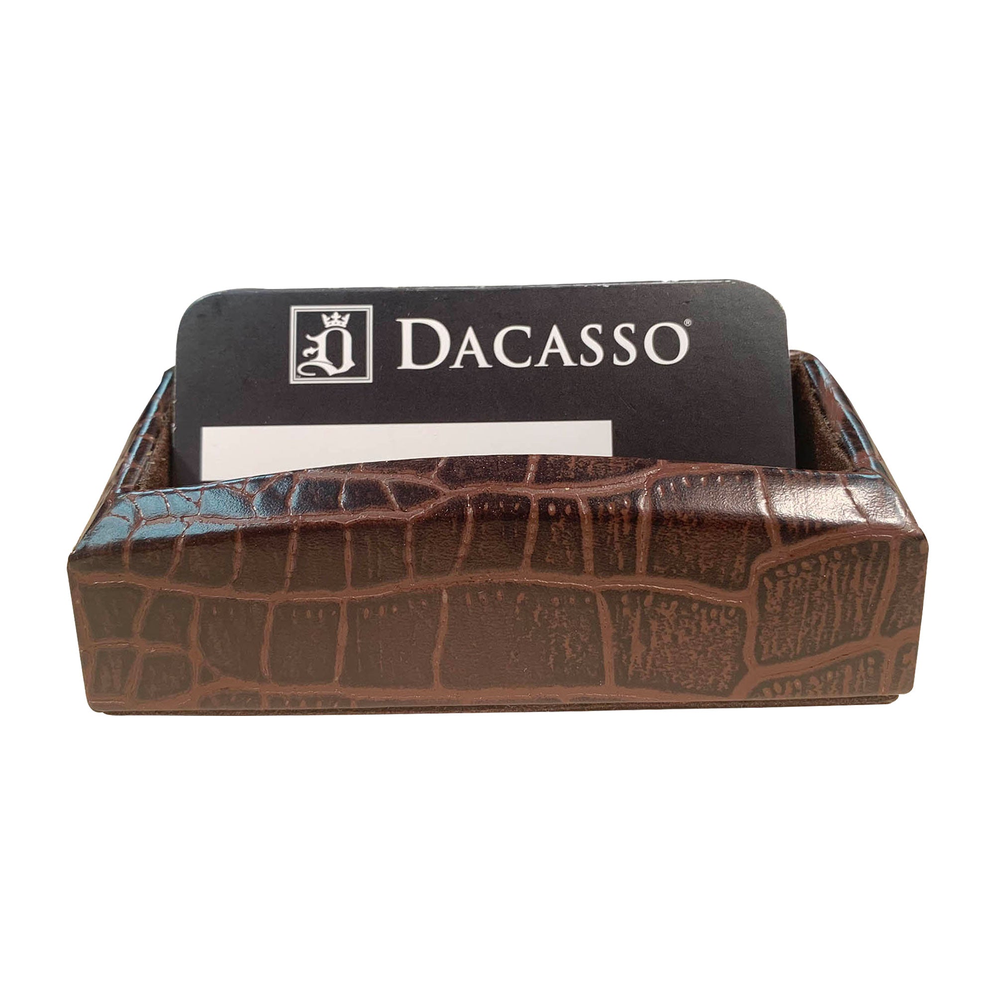 Brown Crocodile Embossed Business Card Holder