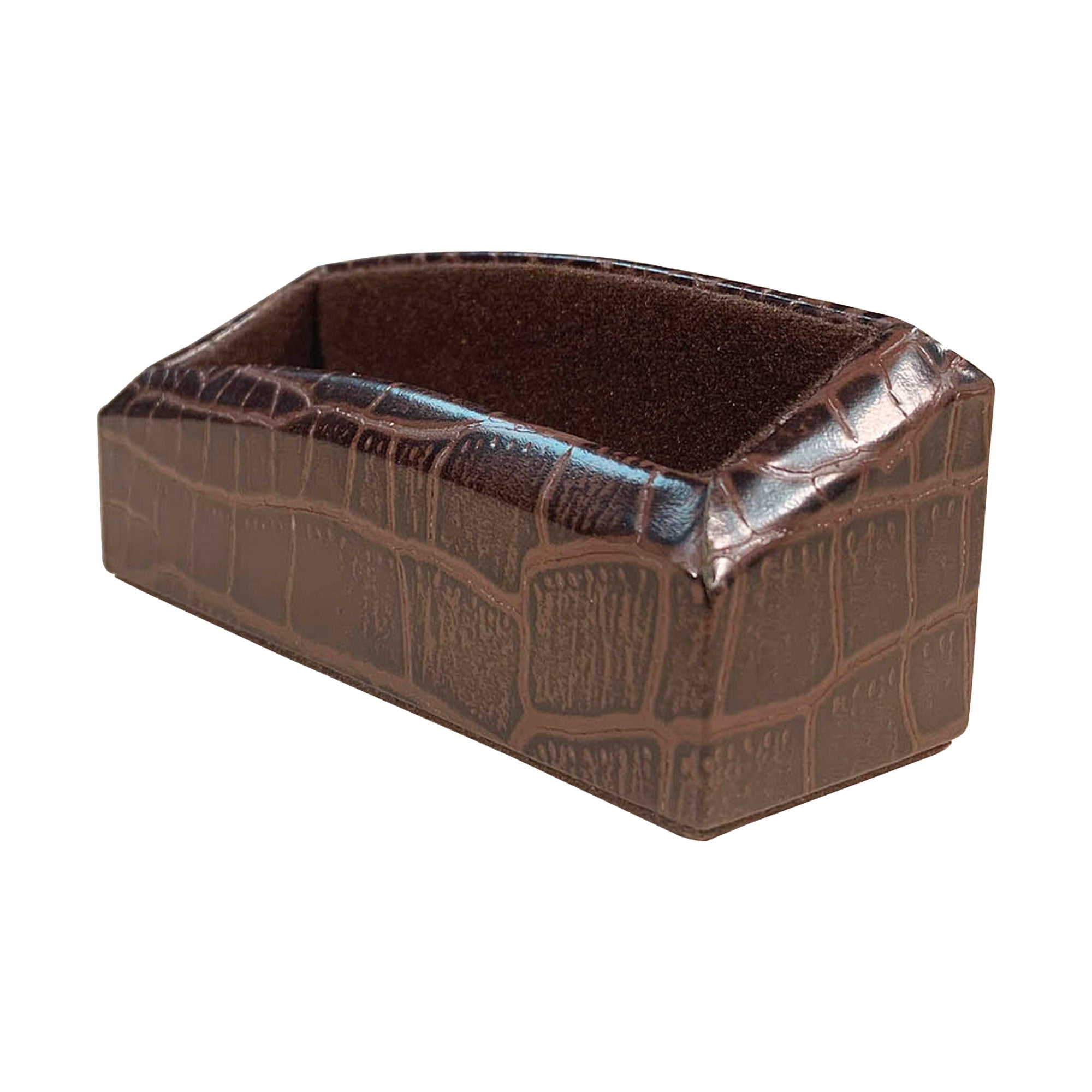 Brown Crocodile Embossed Business Card Holder