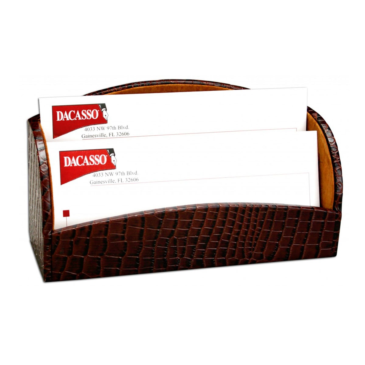 Brown Crocodile Embossed Leather Letter Holder