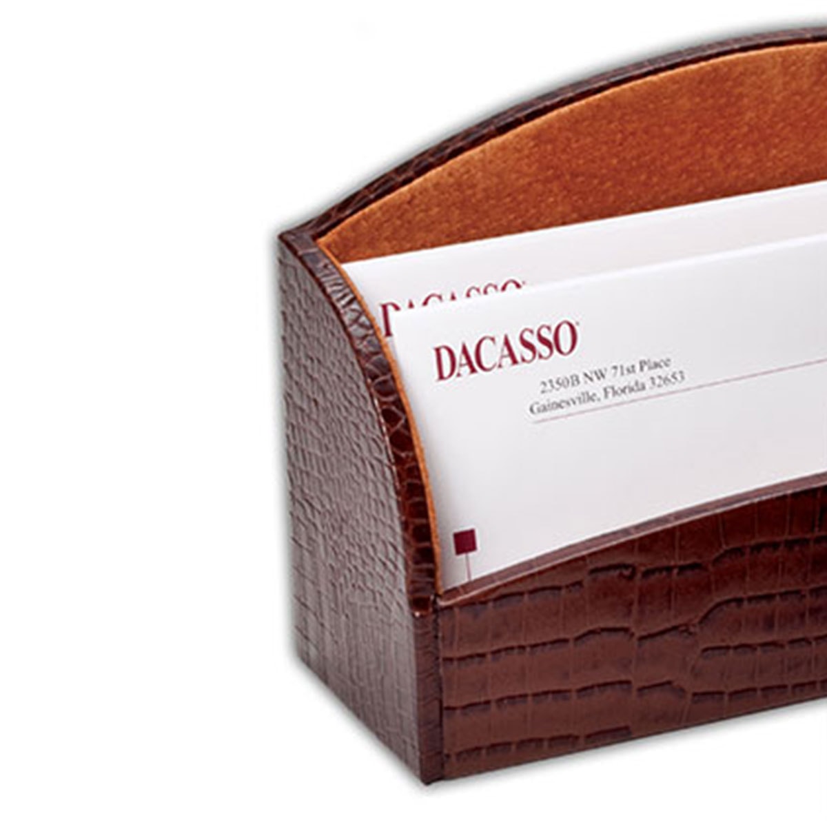 Brown Crocodile Embossed Leather Letter Holder