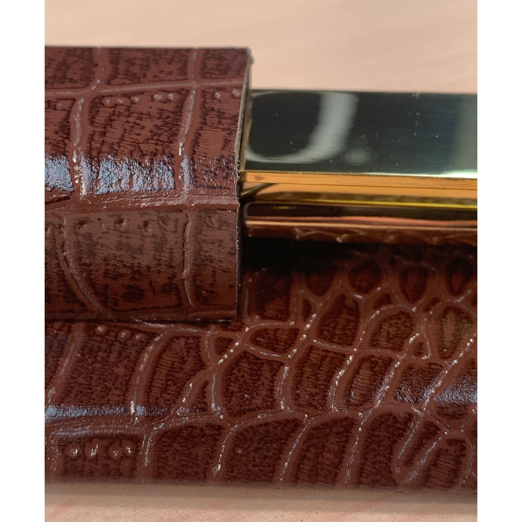 Brown Crocodile Embossed Leather Library Set