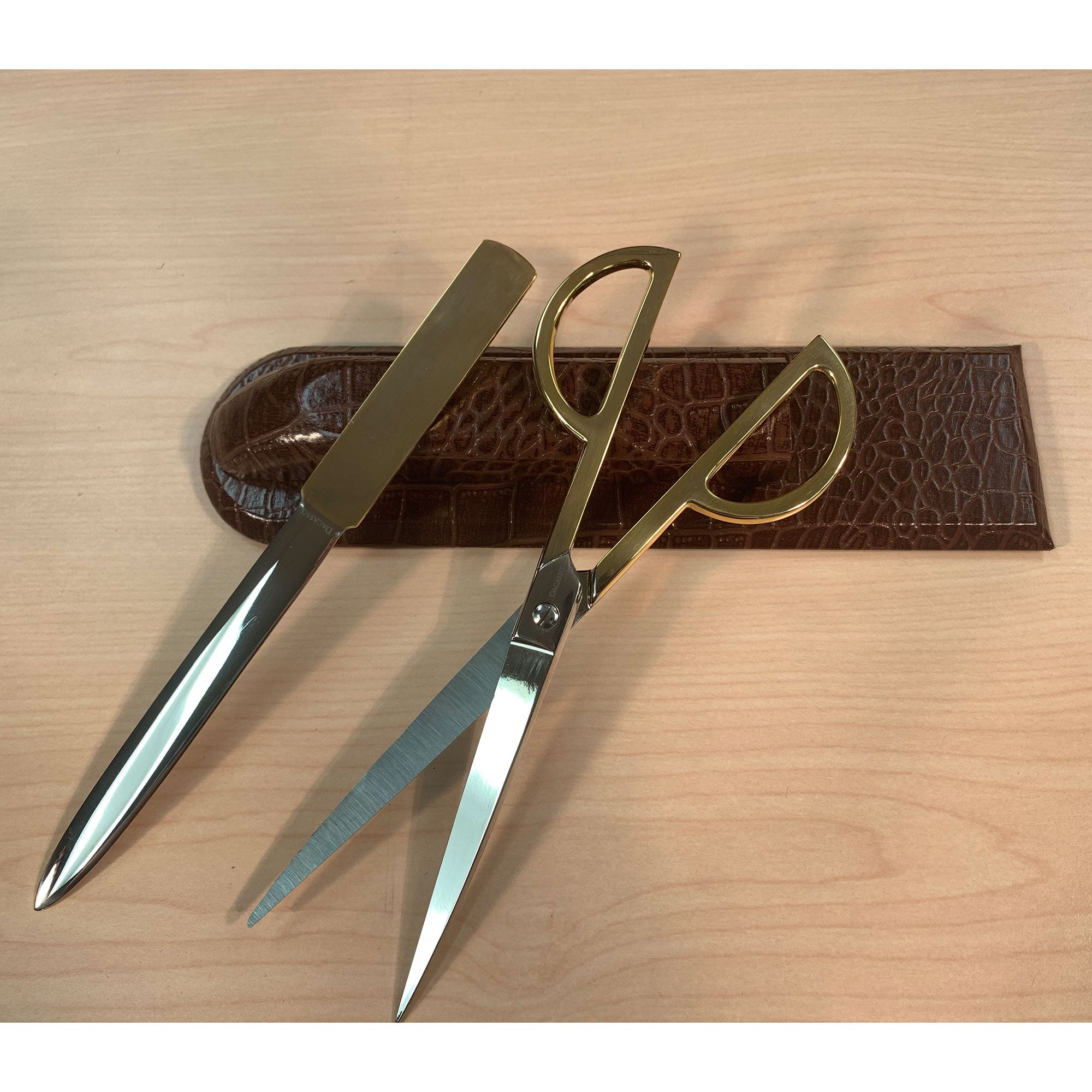 Brown Crocodile Embossed Leather Library Set
