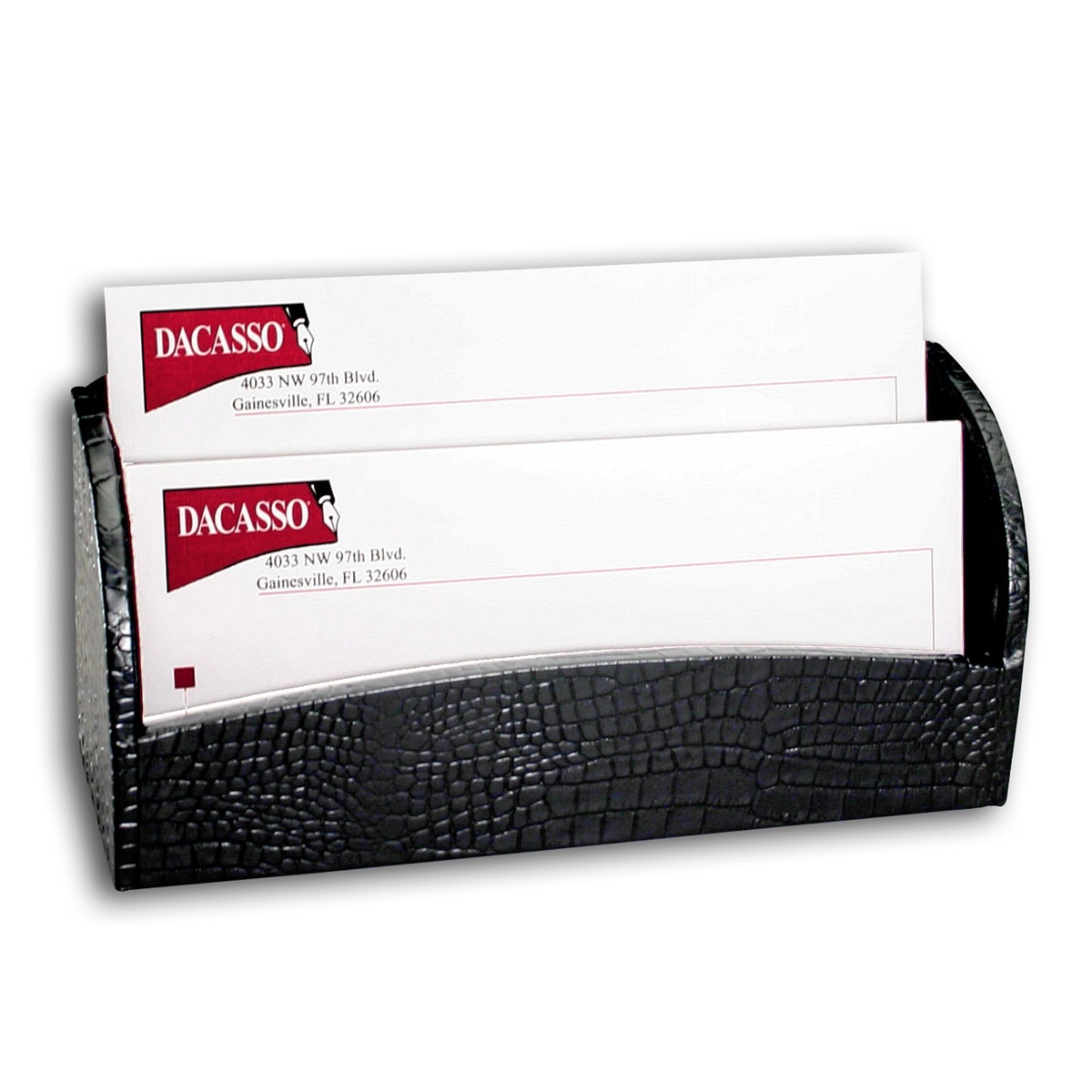 Black Crocodile Embossed Leather Letter Holder