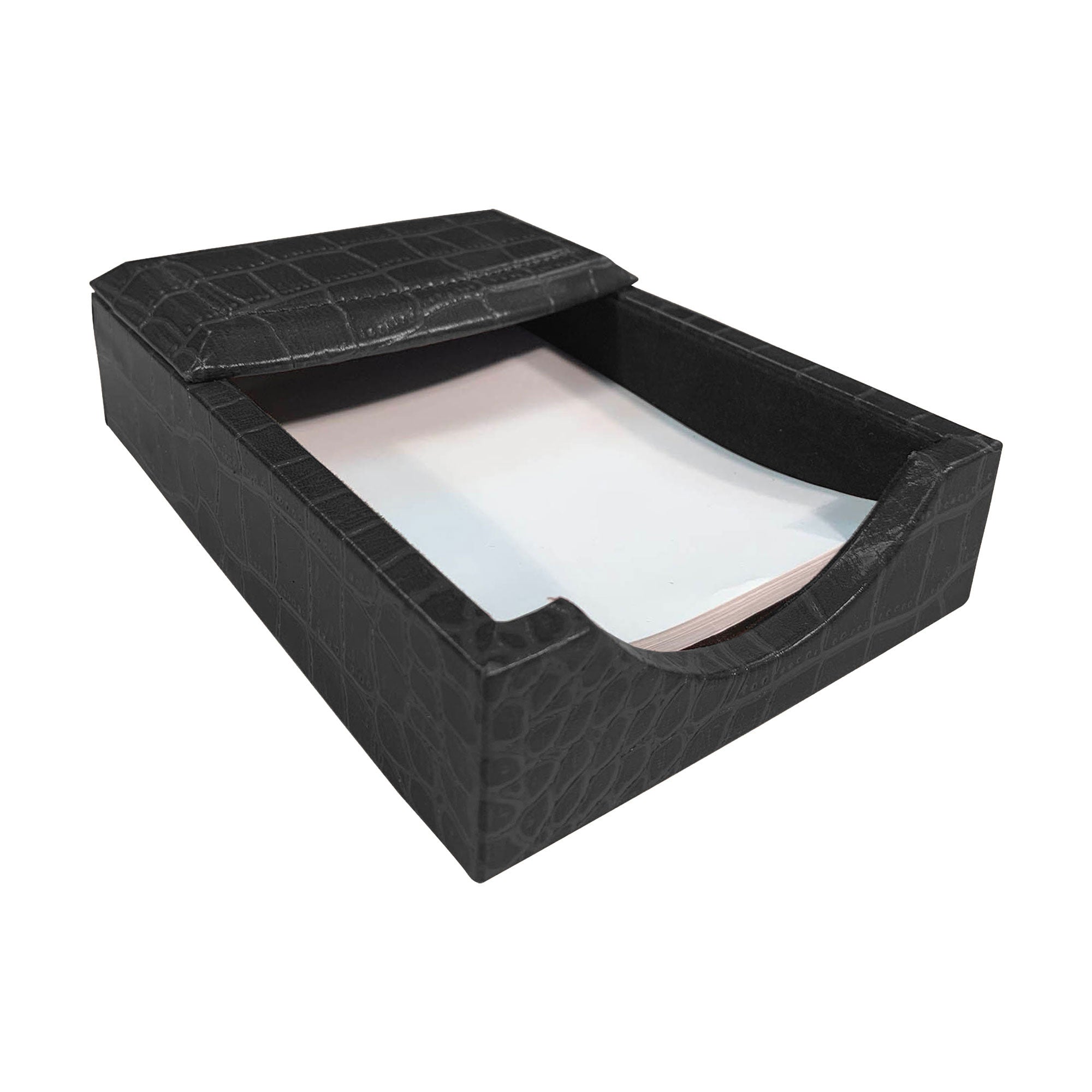 Black Crocodile Embossed Leather 4" x 6" Memo Holder