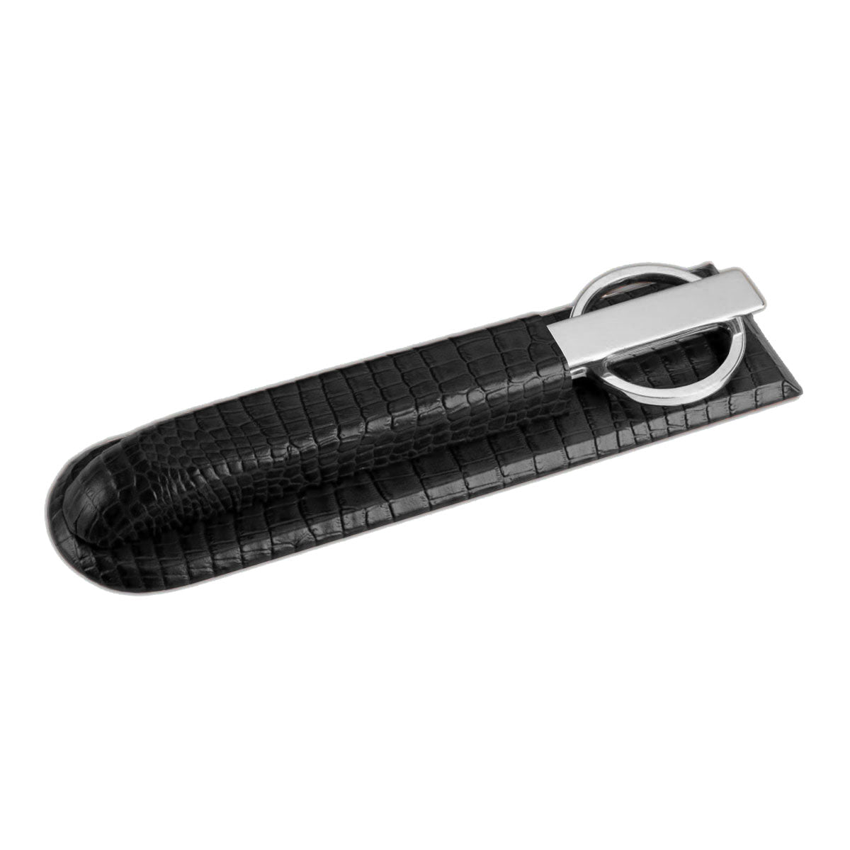 Black Crocodile Embossed Leather Library Set