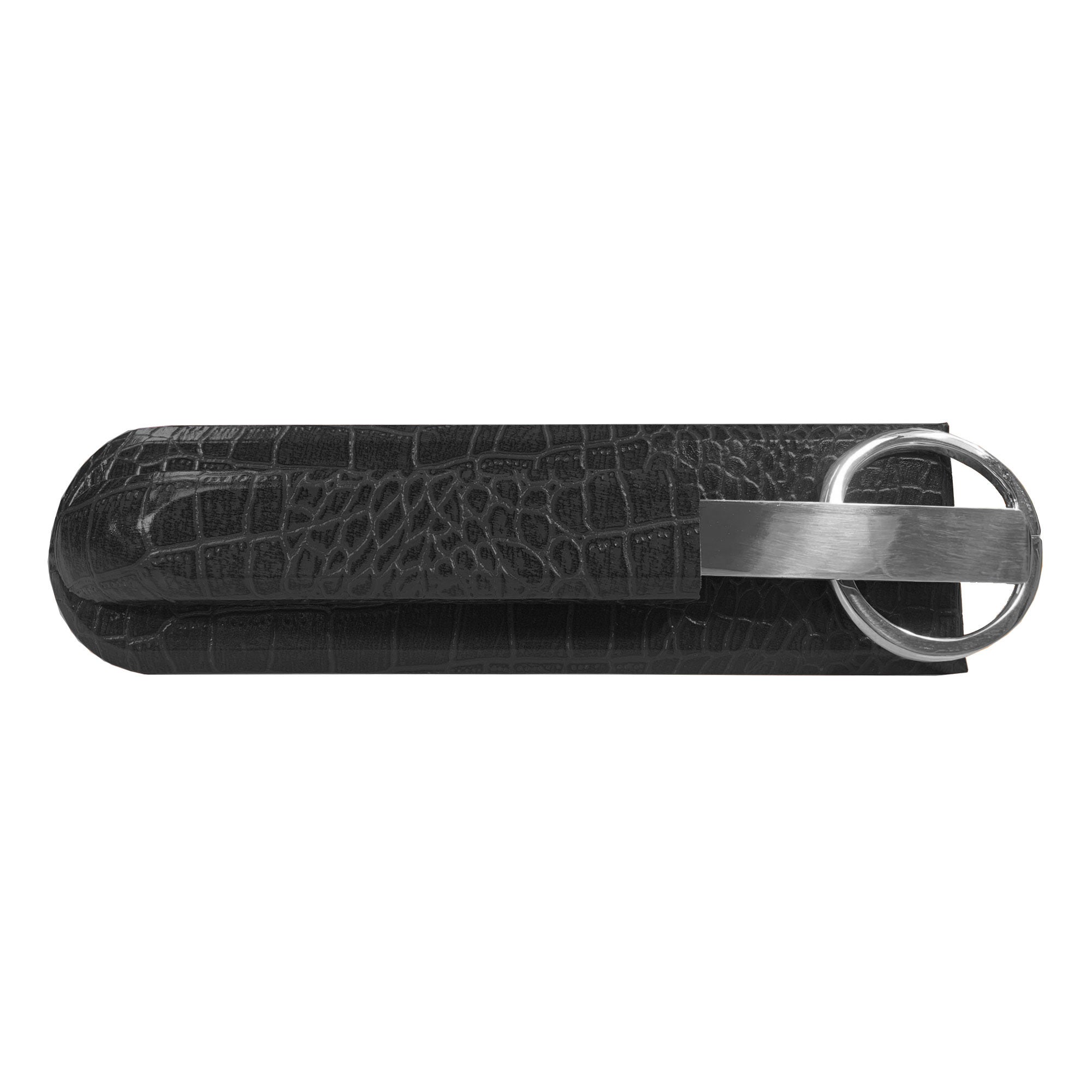 Black Crocodile Embossed Leather Library Set
