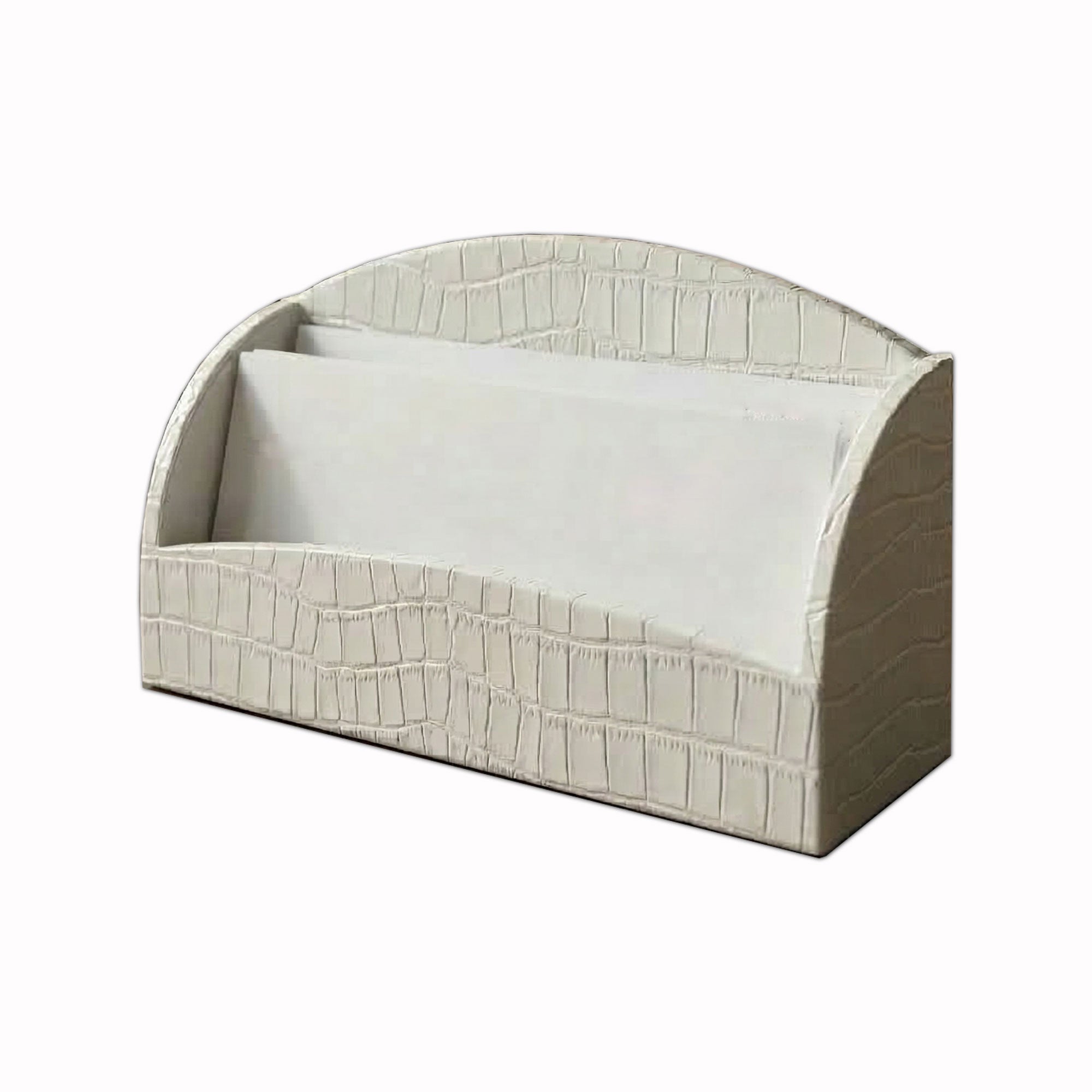 White Crocodile Embossed Leather Letter Holder