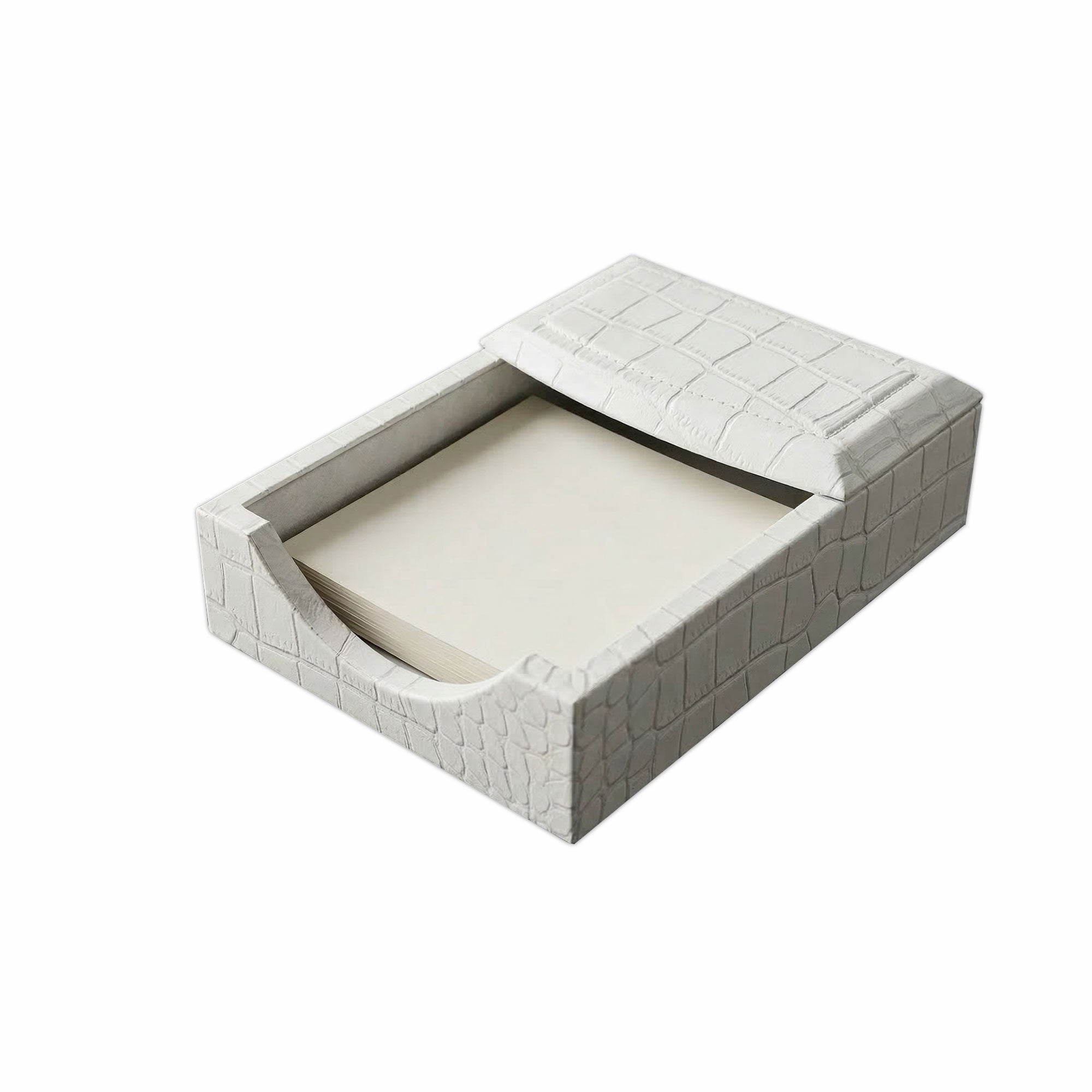 White Crocodile Embossed Leather Memo Holder