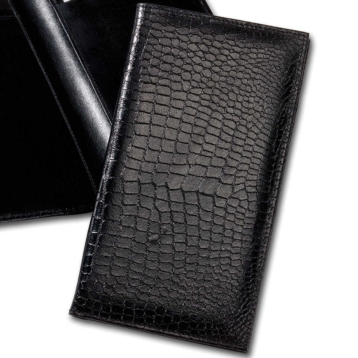 Black Crocodile Embossed Document Holder