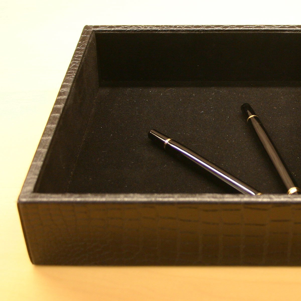 Black Crocodile Embossed Leather Standard Valet Tray