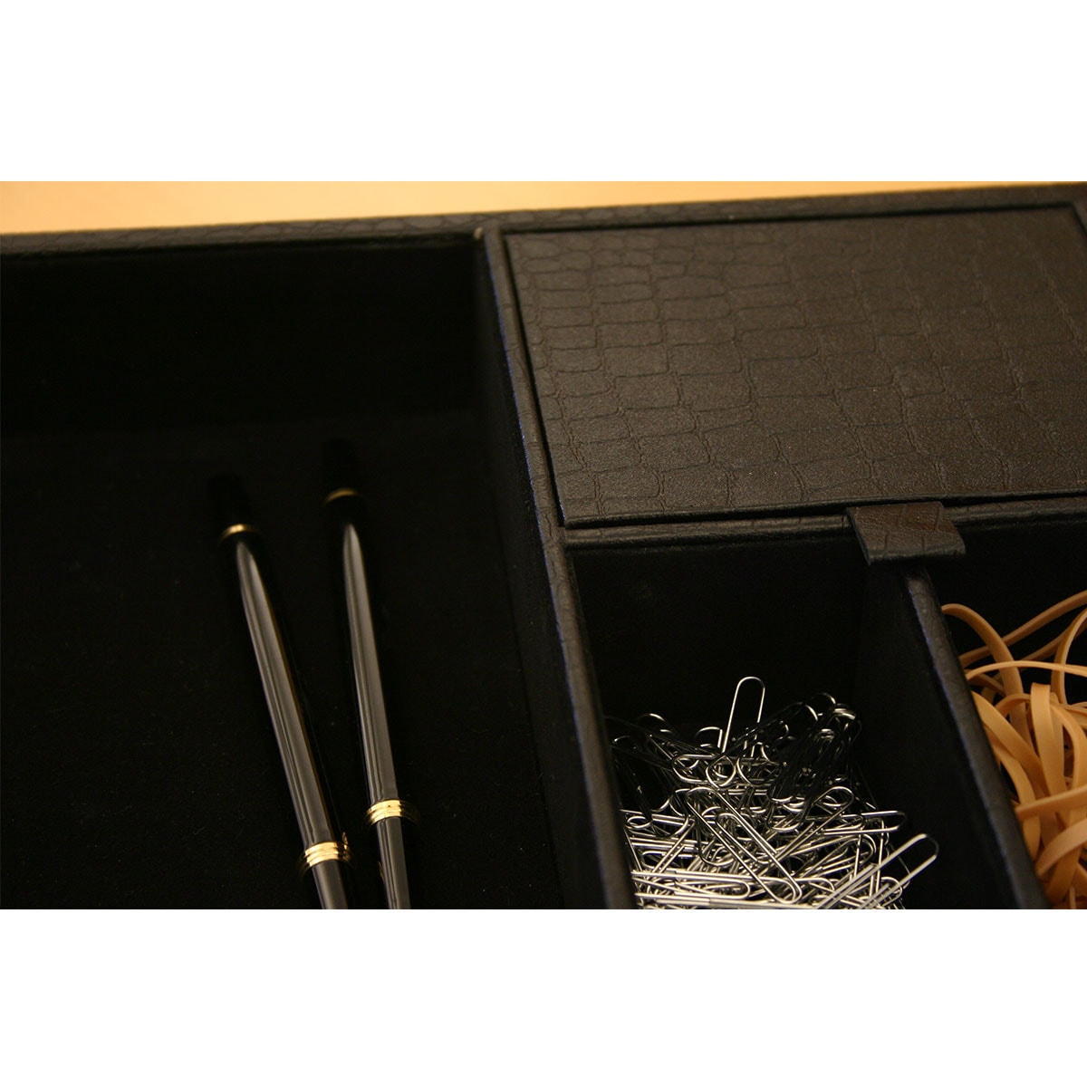 Black Crocodile Embossed Leather Standard Valet Tray