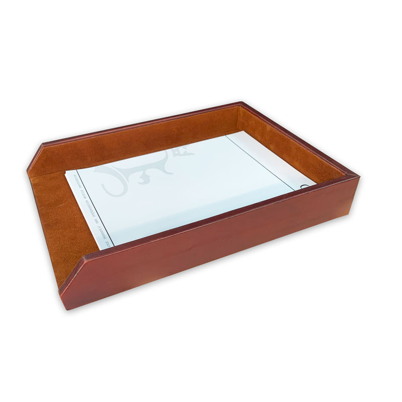 Mocha Leather Letter Tray