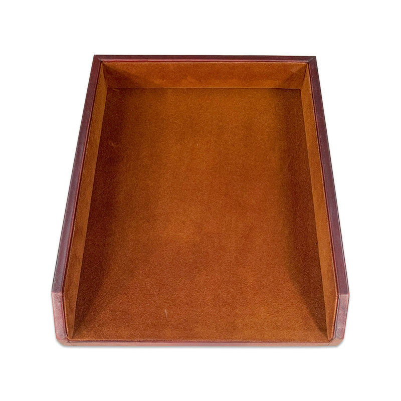 Mocha Leather Letter Tray