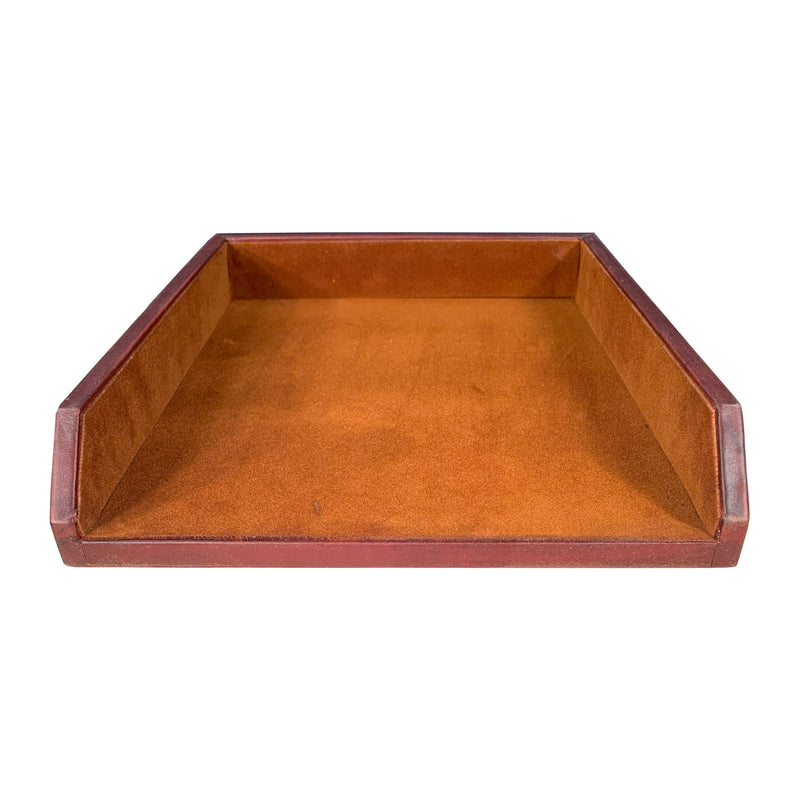 Mocha Leather Letter Tray