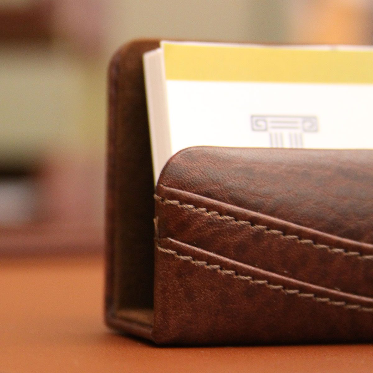 Mocha Leather Business Card Holder